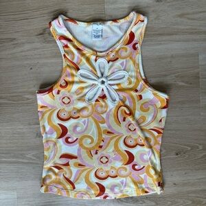 Vintage floral cutout tank